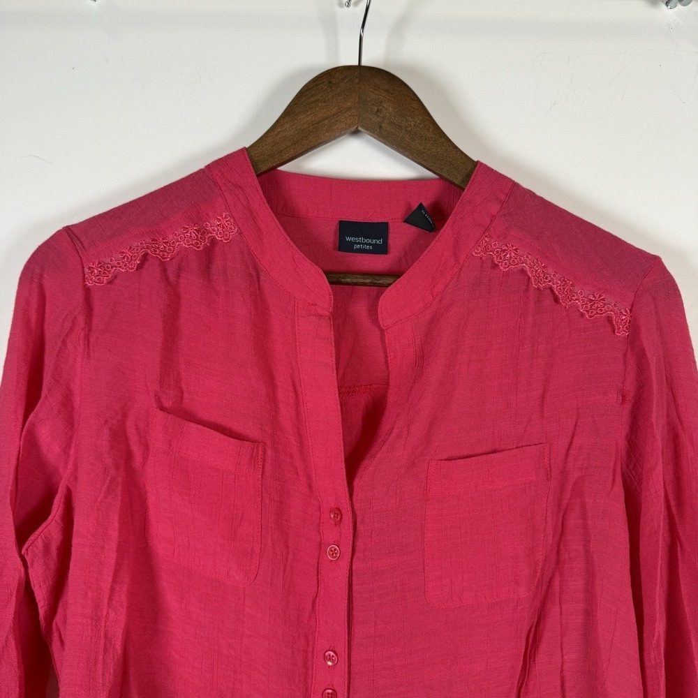 Westbound Petites‎ Women's Button Down Sheer Shirt Size Large Petite Bundle Of 2 - Picture 6 of 12